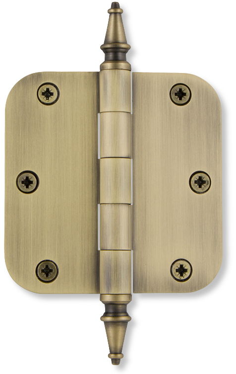 3.5" antique brass traditional steeple hinge